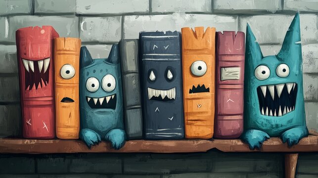 A bright illustration of bookshelves celebrating World Book Day, featuring diverse genres and colorful, playful designs for educational purposes.