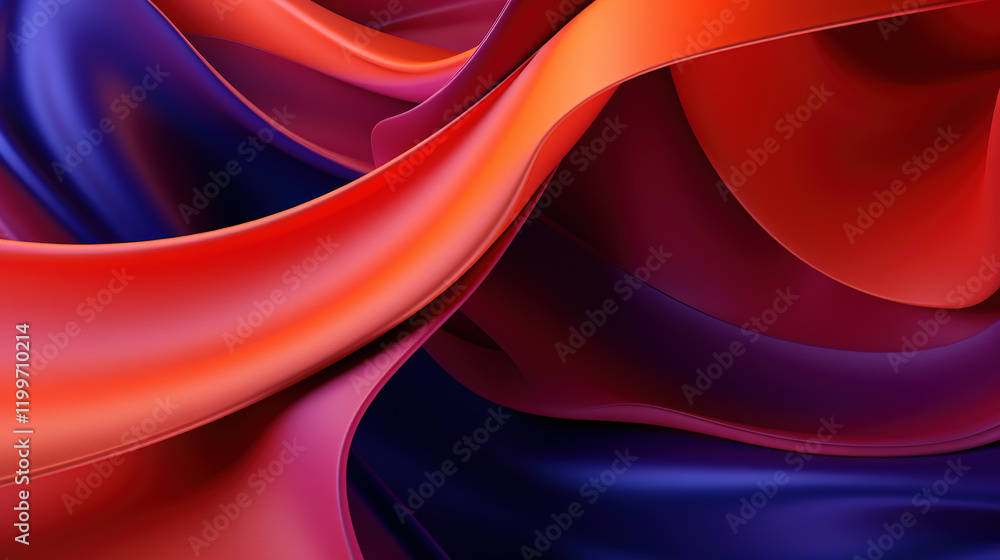 Poster vibrant abstract blue and purple waveform with fluid motion and colorful gradients