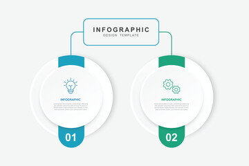 Vector Infographic label design template with icons and 2 options or steps.