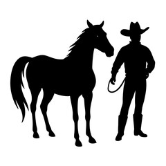 Black and White Cowboy Silhouette Vector - SVG, EPS, AI File Download