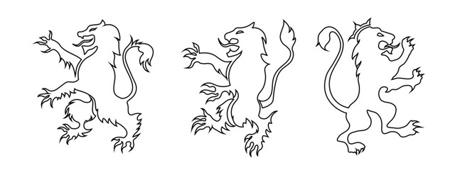 A black vector icon of a heraldic lion, symbolizing Scottish royalty, medieval pride, and noble authority, ideal for tattoos, emblems, and cultural decoration.
