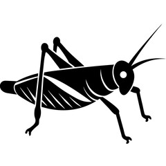 Grasshopper Vector Silhouette - Isolated on White Background (SVG, EPS, AI)