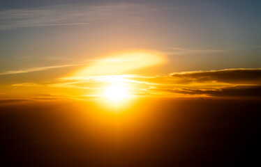 Aerial view of beautiful sunset
