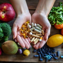 healthy food and vitamins  