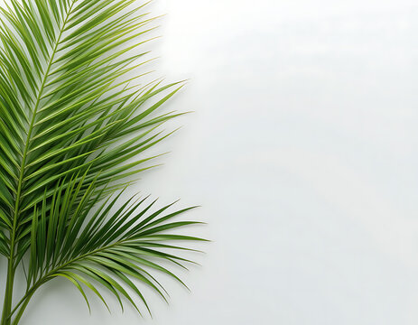 Fresh Palm Leaves on White Background Tropical Summer Design. Palm Sunday