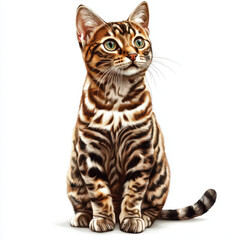 Bengal cat illustration with striking patterns and expressive eyes