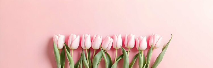 Obraz premium Pink Tulips Spring Flowers Blossom Floral Pastel Background Beauty