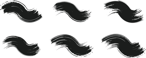 Black brush strock set and white background 