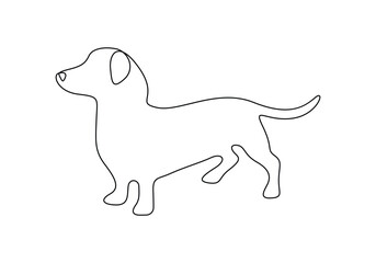 A dachshund dog continuous one line drawing vector illustration