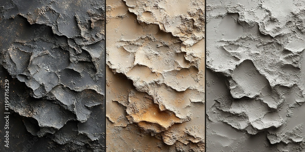 Poster textured surfaces showcasing natural variations in color and form with contrasting patterns and dept