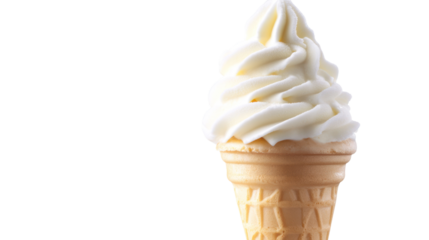 Delicious soft-serve ice cream in a waffle cone, isolated on a white background, perfect for dessert cravings and summer treats.