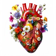 Herz geschm&uuml;ckt mit bunten Blumen