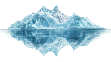 Beautiful iceberg floating on calm water, showcasing stunning blue hues and reflections, perfect for nature and environment-themed projects.