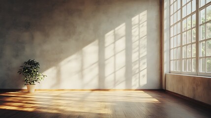 Natural light streaming into a minimalist room modern interior calm atmosphere