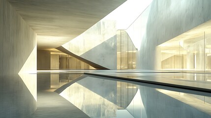 Obraz premium Contemporary architectural design modern gallery digital art minimalist interior