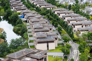 Aerial view of villa area