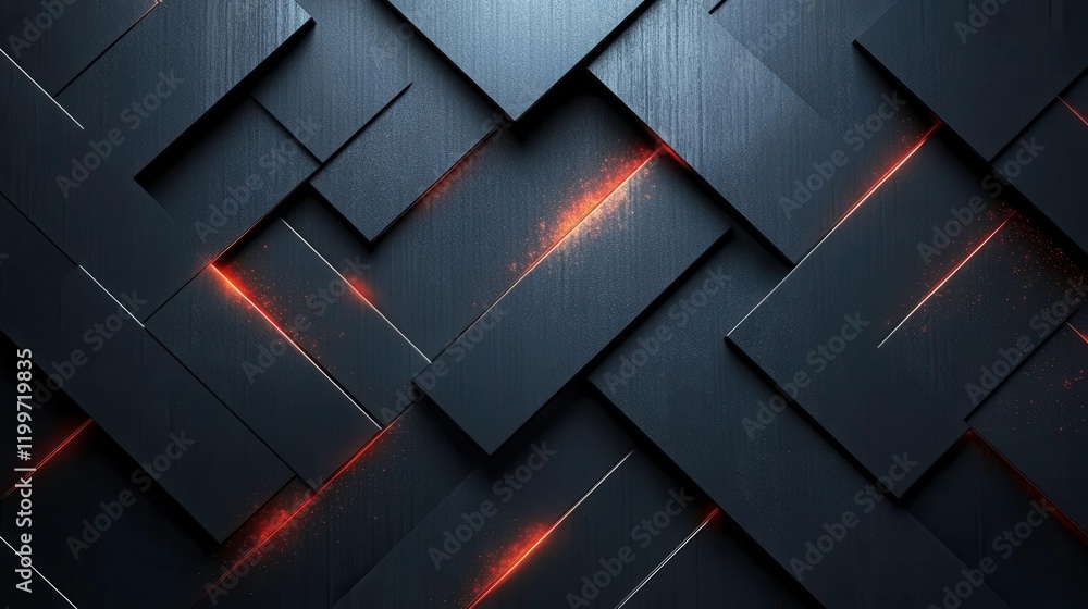 Poster a textured, dark surface with layered geometric patterns and subtle glowing red lines, creating a mo