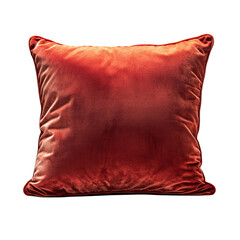 Plush Red Velvet Square Pillow for Home Decor Isolated on transparent background