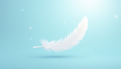 White Feather Floating in Calm Sky for World Peace Day