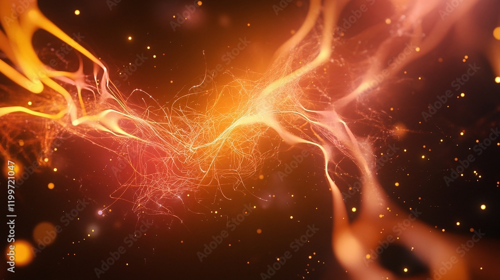 Poster abstract network of glowing connections expanding in all directions symbolizing data transfer.