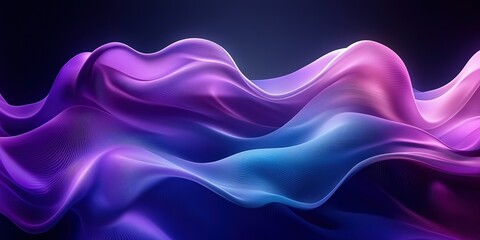 Obraz premium Colorful wave patterns create a mesmerizing abstract design in shades of purple and blue against a dark background