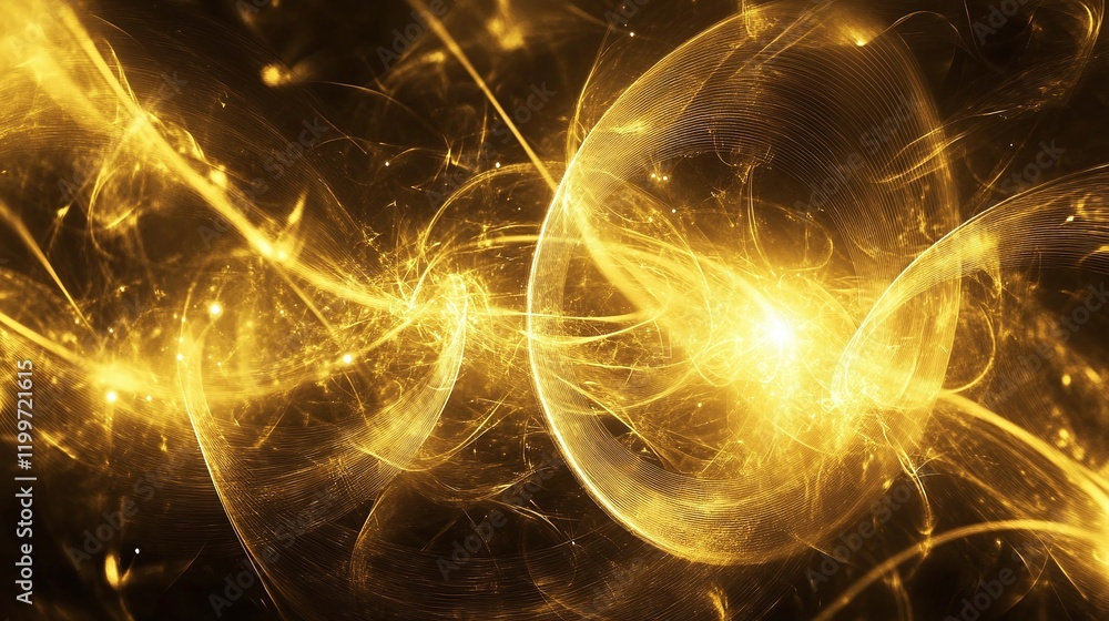 Poster abstract sound waves visualized as flowing ribbons of light in a dark ethereal background.
