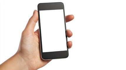 Hand Holding White Screen Mobile Phone