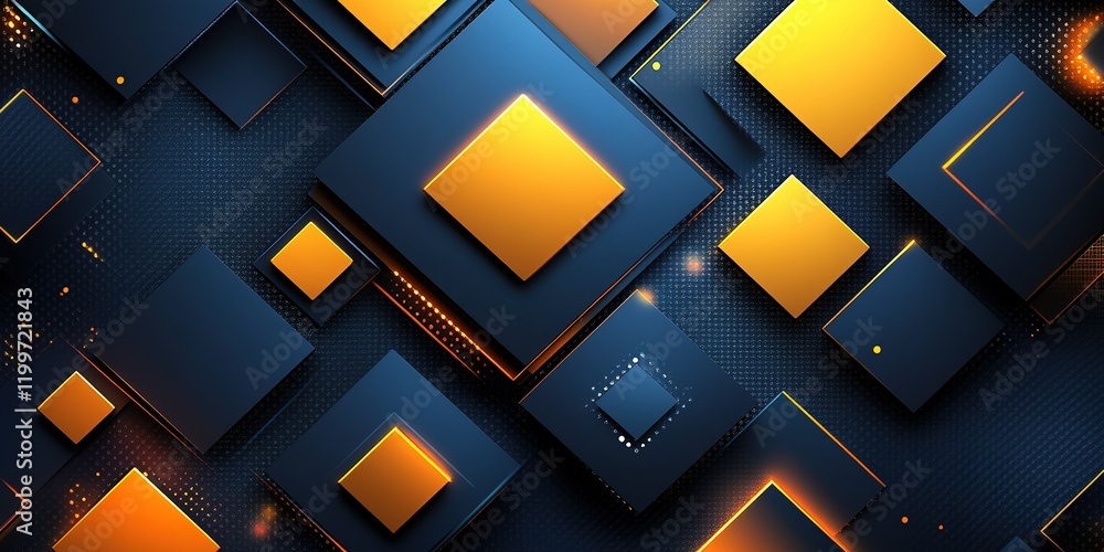 Poster modern geometric shapes with gold accents on a dark textured background create a captivating digital