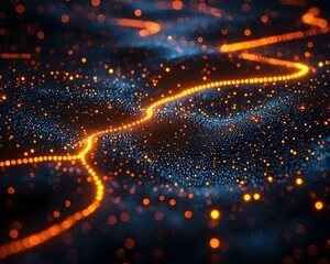 Glowing Web Pathways Representing Secure Cybersecurity Navigation in the Digital World