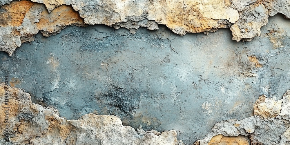 Poster cracked and weathered wall surface showing layers of texture and color in an urban setting