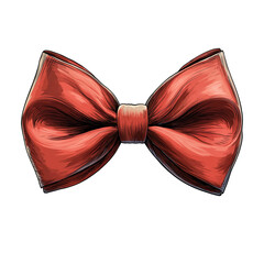 Crimson Bow Tie: A detailed illustration of a classic crimson bow tie, rendered in a sophisticated sketch style with subtle shading and texture, perfect for adding a touch of elegance to your designs.