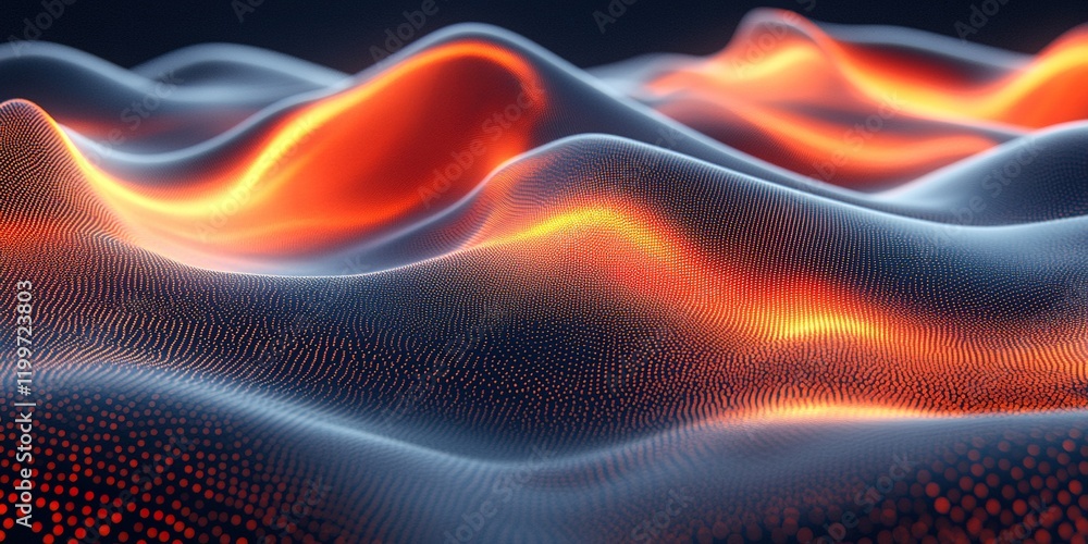 Poster colorful abstract waves with luminous patterns creating a mesmerizing visual effect in a digital lan