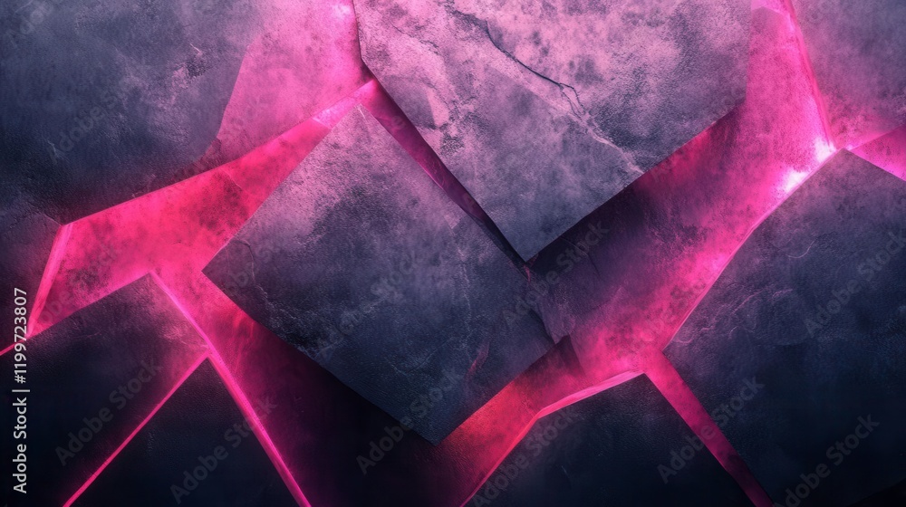 Poster a vibrant, abstract design featuring dark textures and glowing pink elements, creating a dynamic and