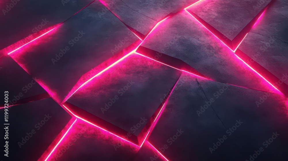 Poster a vibrant, abstract background featuring glowing pink cracks on a dark surface, creating a modern an