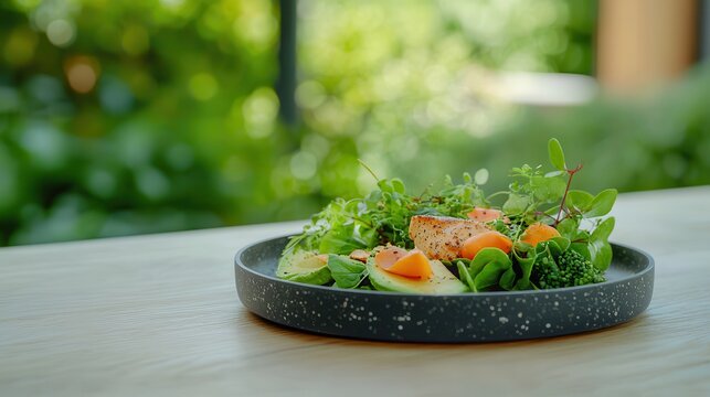 Paleo Ketogenic diet for healthy weight loss Fresh salad on a plate with vibrant greens and toppings.