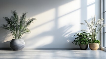 Indoor plant arrangement modern room interior design bright space