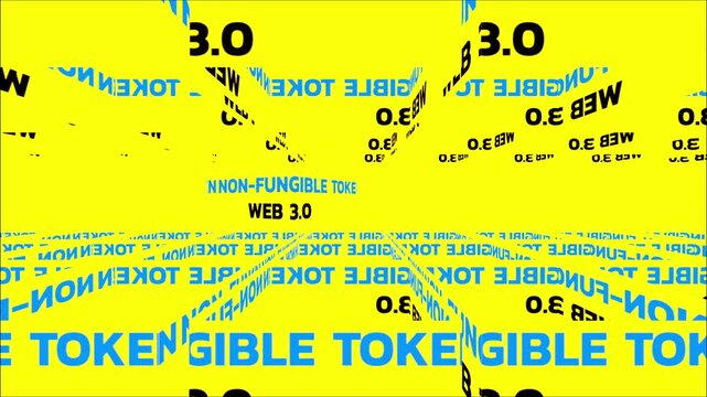 New yellow promo text flow on the wave animation loop. New words line stream by the curve seamless background. Running creative ticker promotion advertising kinetic typography. 4K stock video
