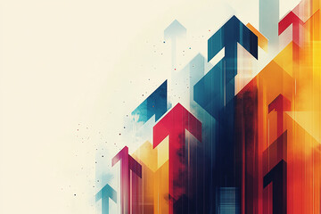 Creative abstract upward arrows background, target and goal concept. Multi exposure with copy space