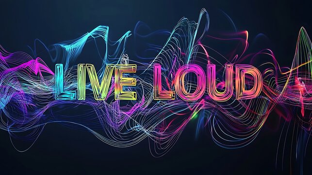 A colorful graphic of a wave with the words "Live Loud" written in the middle