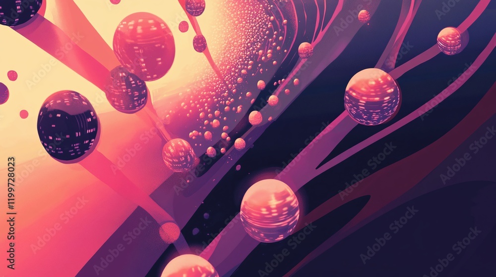 Poster dynamic illustration of data packets traveling along shimmering digital pathways.