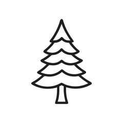 Christmas tree icon. Black Christmas tree outline vector illustration isolated on white background
