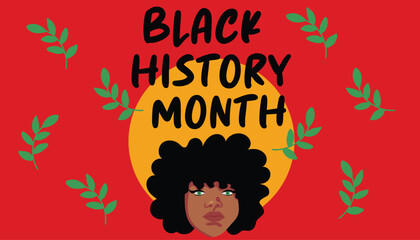 Black history month quote background with african american woman. Vector illustration design. Flat template for background, banner, card, poster