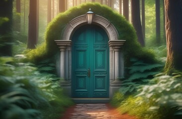 сказачная дверь в лесу