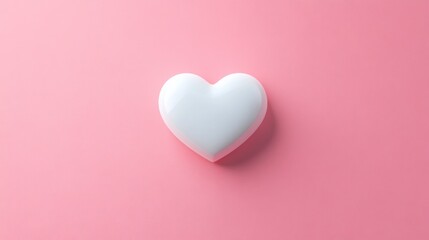 Fototapeta premium A white heart-shaped icon on a pink background, with a flat design and a simple style. 