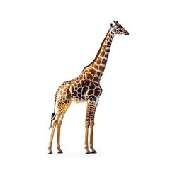 Naklejka premium Giraffe standing on a white background