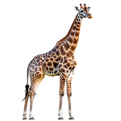 Fototapeta premium Giraffe standing on a white background