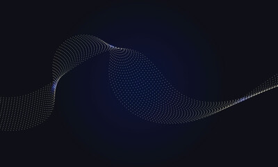 Fototapeta premium abstract smooth flowing wave dots halftone lines dynamic dark blue gold gradient isolated on transparent background concept of technology, digital, communication, science, music vector illustration