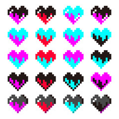 可愛い垂れハートのドット絵ピクトグラム