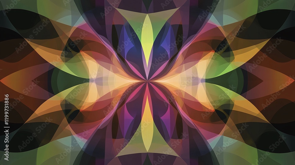 Poster flat vector abstract poster with colorful gradients forming geometric shapes.