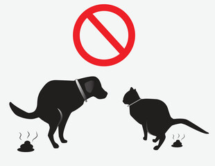 No dog and cat poop sign, no fouling, clean up, prohibition sign, warning sign,  publish park